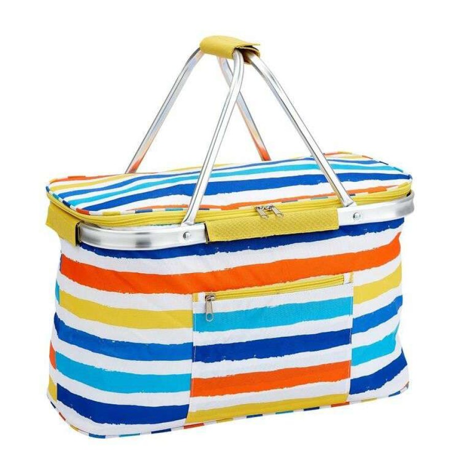 Kitchen & Dining * | Porta Charlie Seaside Stripe Picnic Basket