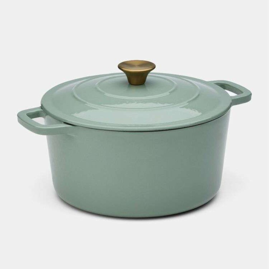 Kitchen & Dining * | Smith & Nobel Luxe Cast Iron Casserole Light Green 5L