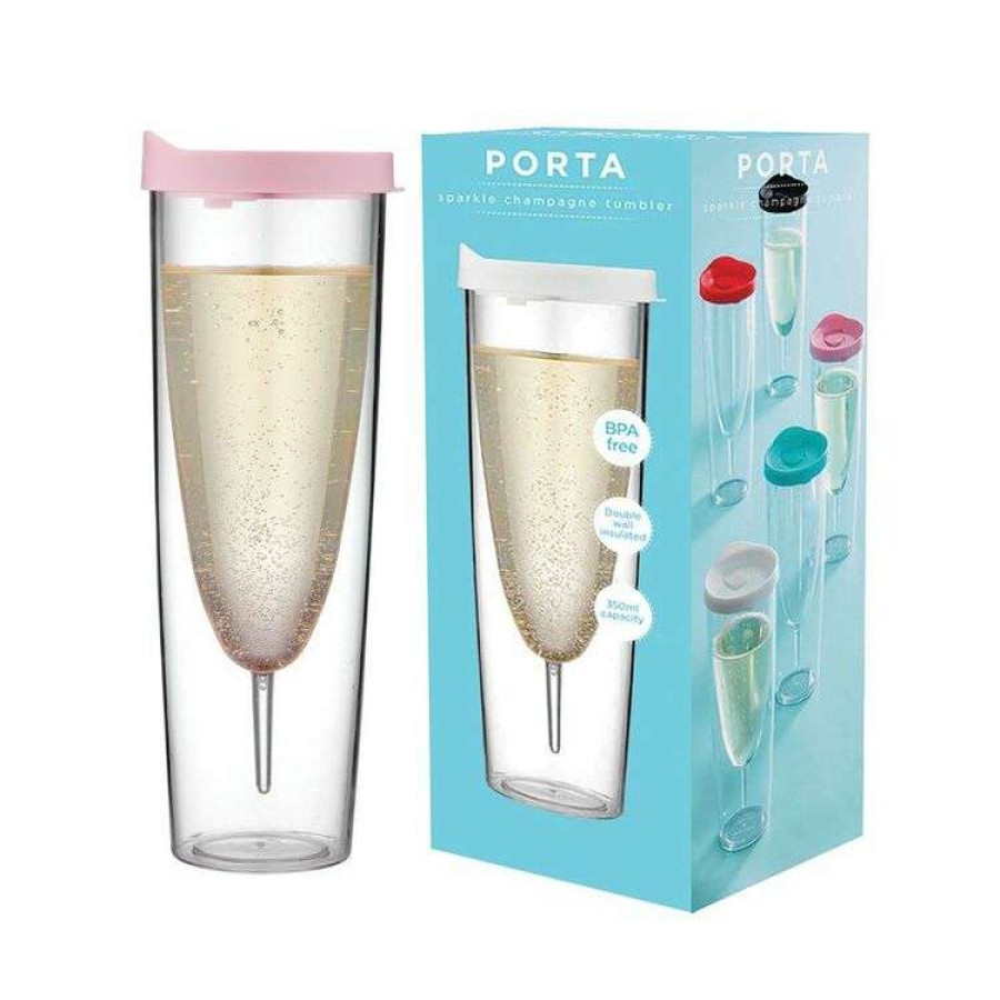 Kitchen & Dining * | Porta Portables Clear Pink Champagne Sparkle Tumbler