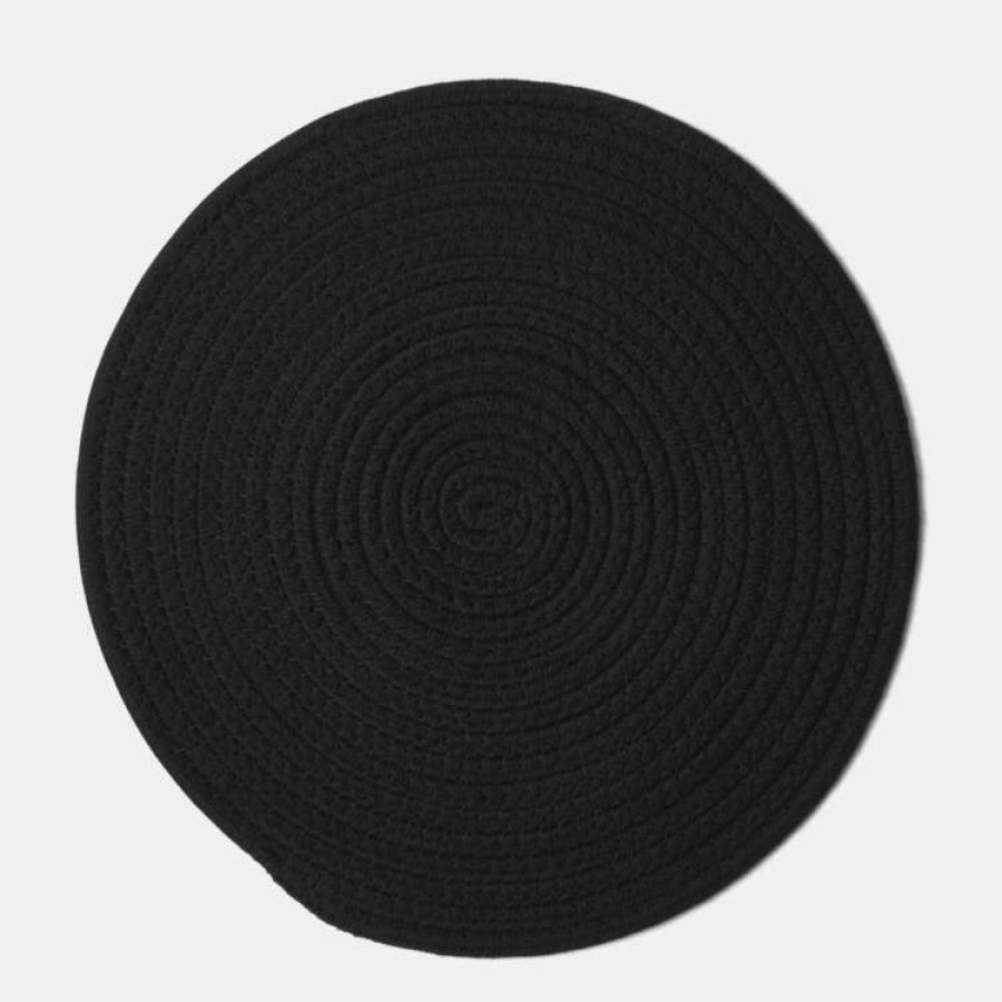 Kitchen & Dining * | Jayson Brunsdon Homewares Woven Rope Round Placemat Black 33Cm