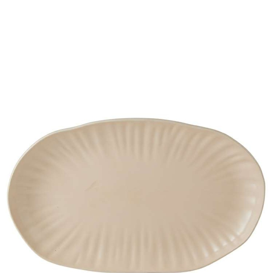 Kitchen & Dining * | Chyka Home Lotus 36Cm Oval Plate Apricot