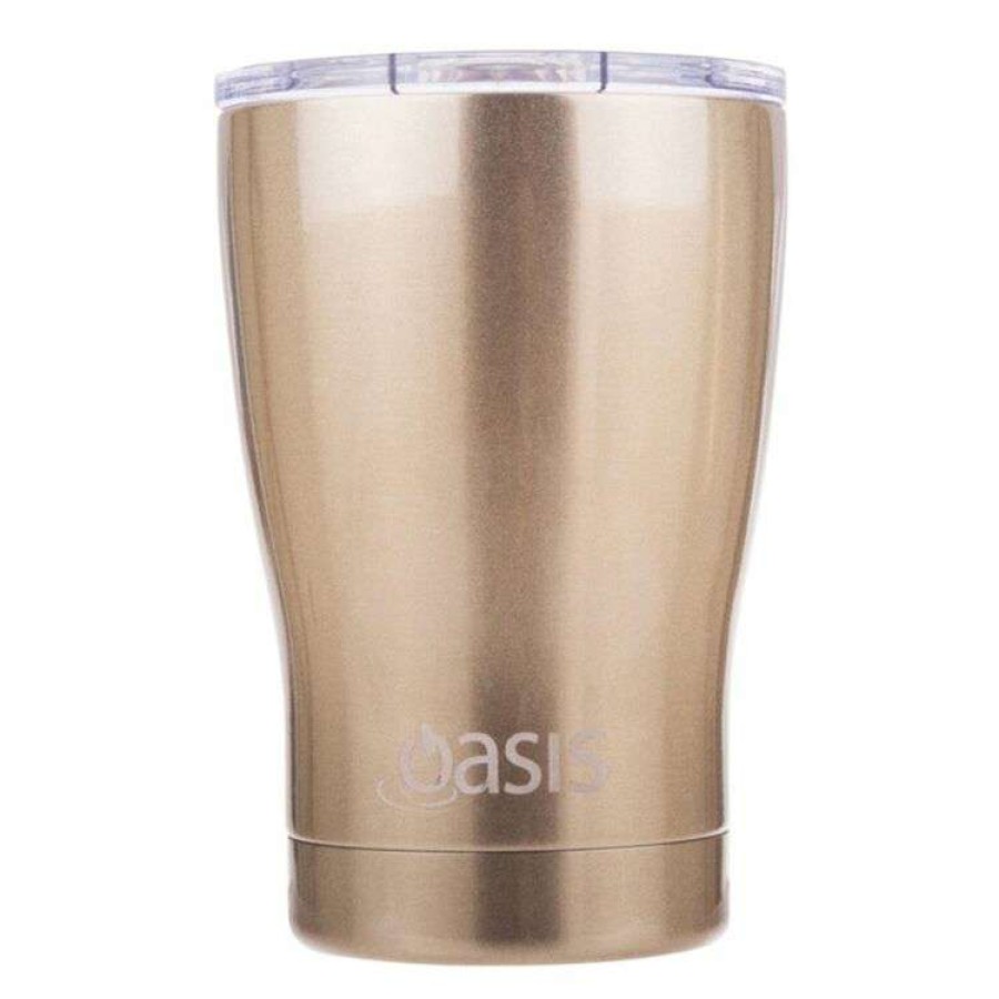 Kitchen & Dining * | Oasis 340Ml Stainless Steel Coffee Cup With Lid Champagne