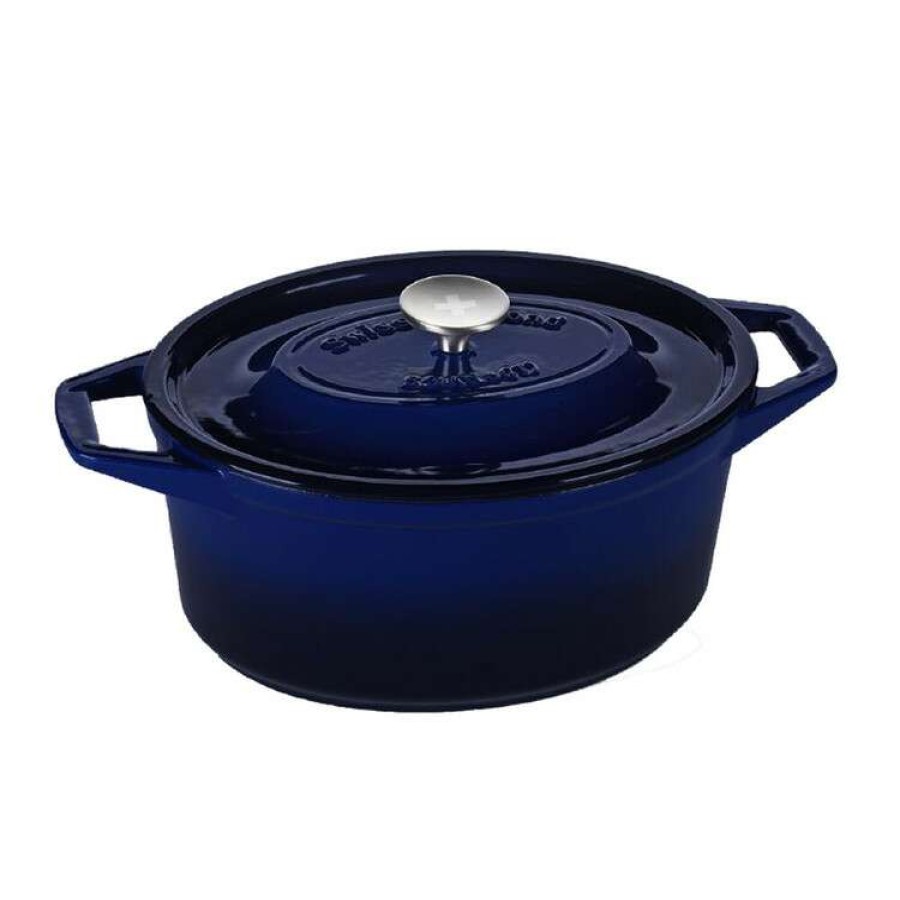 Kitchen & Dining * | Swiss Diamond Cast Au Four Oval Blue Casserole 29Cm