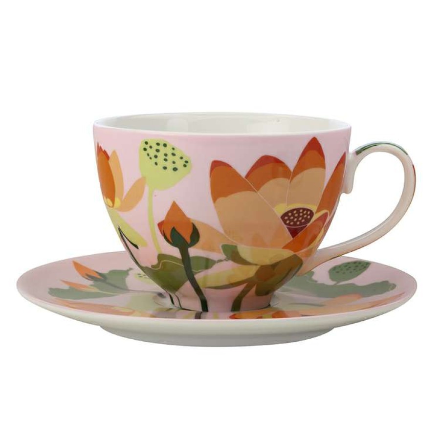 Kitchen & Dining * | Maxwell & Williams Royal Botanic Gardens Lotus Cup & Saucer 240Ml Pink Gift Boxed