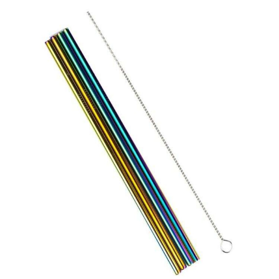 Kitchen & Dining * | Smith & Nobel Stainless Steel Rainbow Straw Set