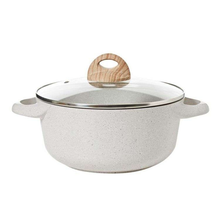 Kitchen & Dining * | Smith & Nobel White Grey Granite Diecast Casserole 24Cm