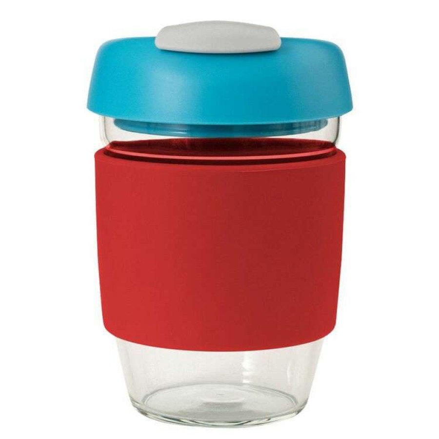 Kitchen & Dining * | Avanti Go Cup Glass 296Ml Red/Aqua/Grey