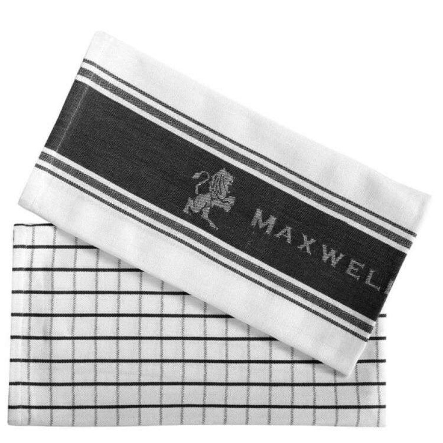 Kitchen & Dining * | Maxwell & Williams Epicurious 2-Piece Tea Towel 50 X 70 Cm Charcoal