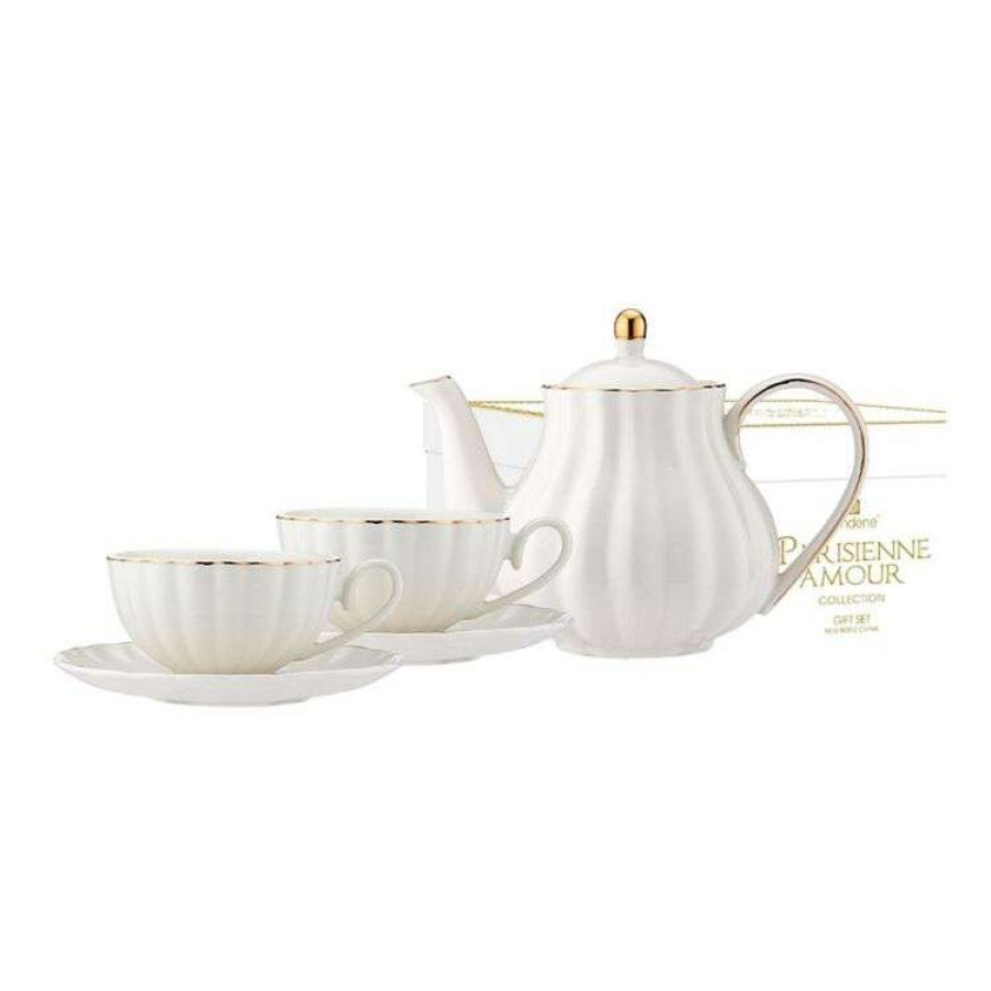 Kitchen & Dining * | Ashdene Parisienne Amour Teapot + 2-Piece Teacup Set