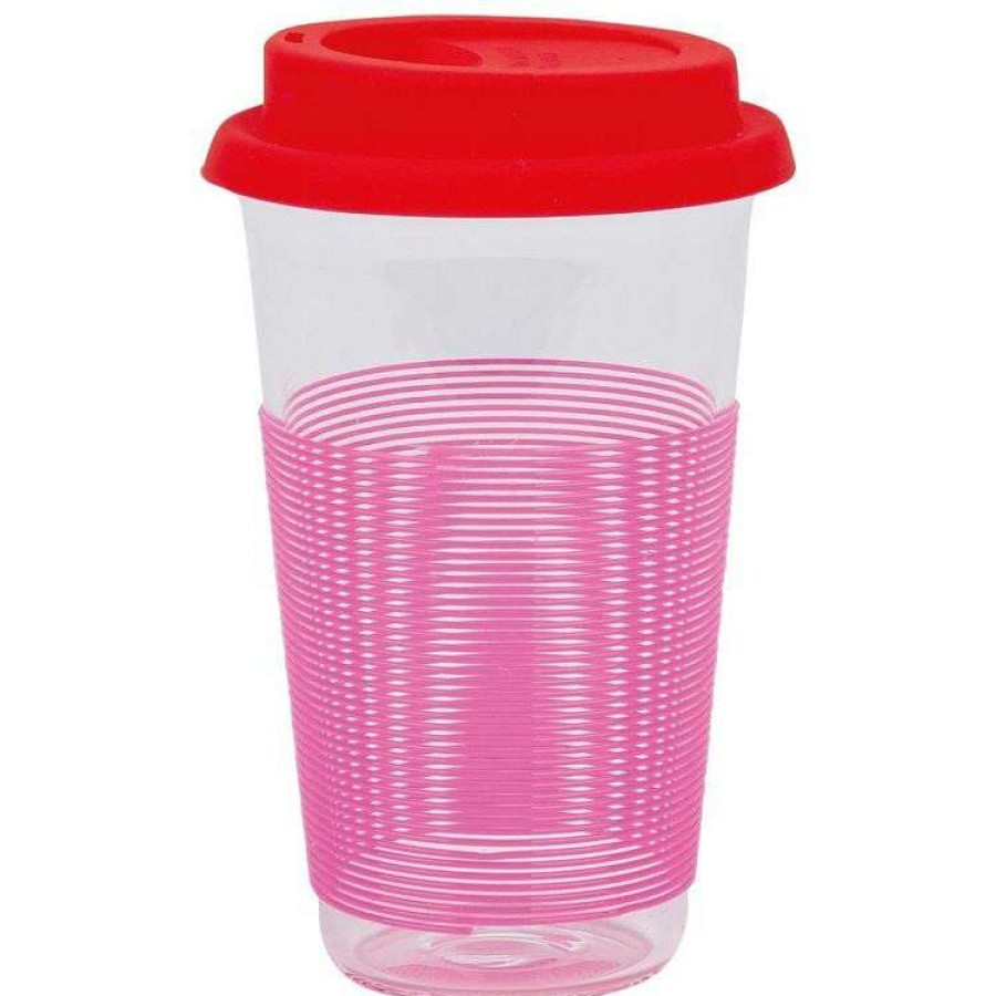 Kitchen & Dining * | Porta Summer Fun Pink & Red Travel Mug