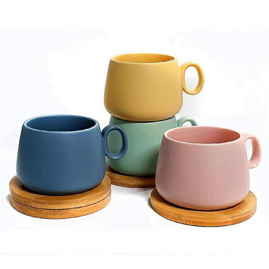 Kitchen & Dining * | Coffee Culture Matte Colour 90Ml Espresso Cups With Coasters