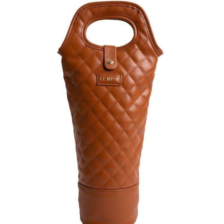 Kitchen & Dining * | Ladelle Tempa Quilted Brown Insulated Single Wine Bag