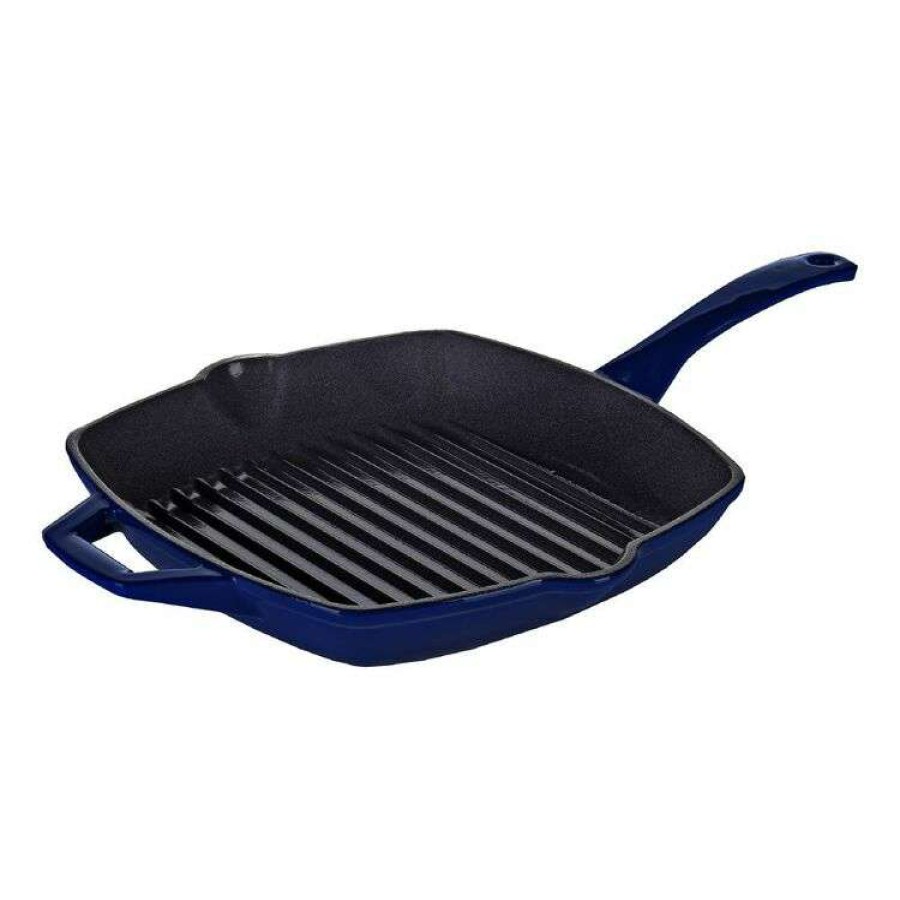 Kitchen & Dining * | Swiss Diamond Cast Au Four Square Blue Grill 24Cm