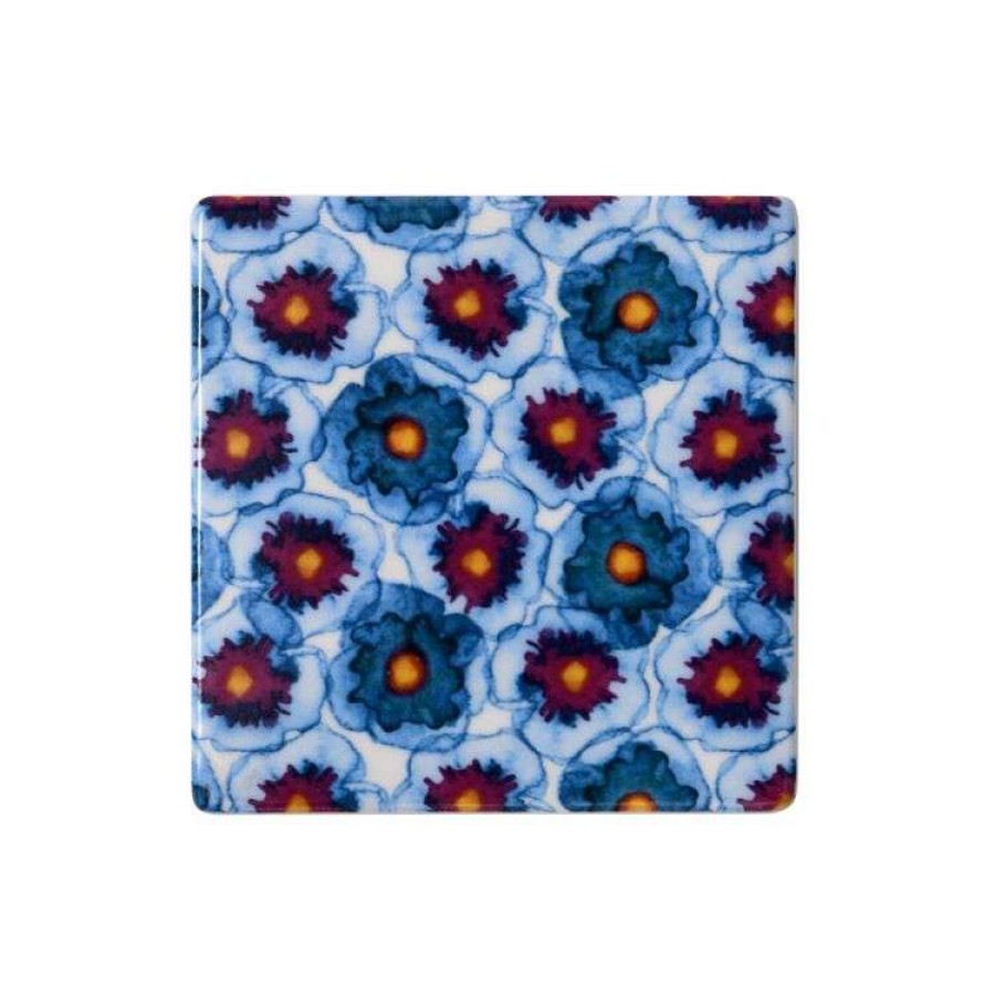 Kitchen & Dining * | Mozi Blue Pansy 10Cm Coaster