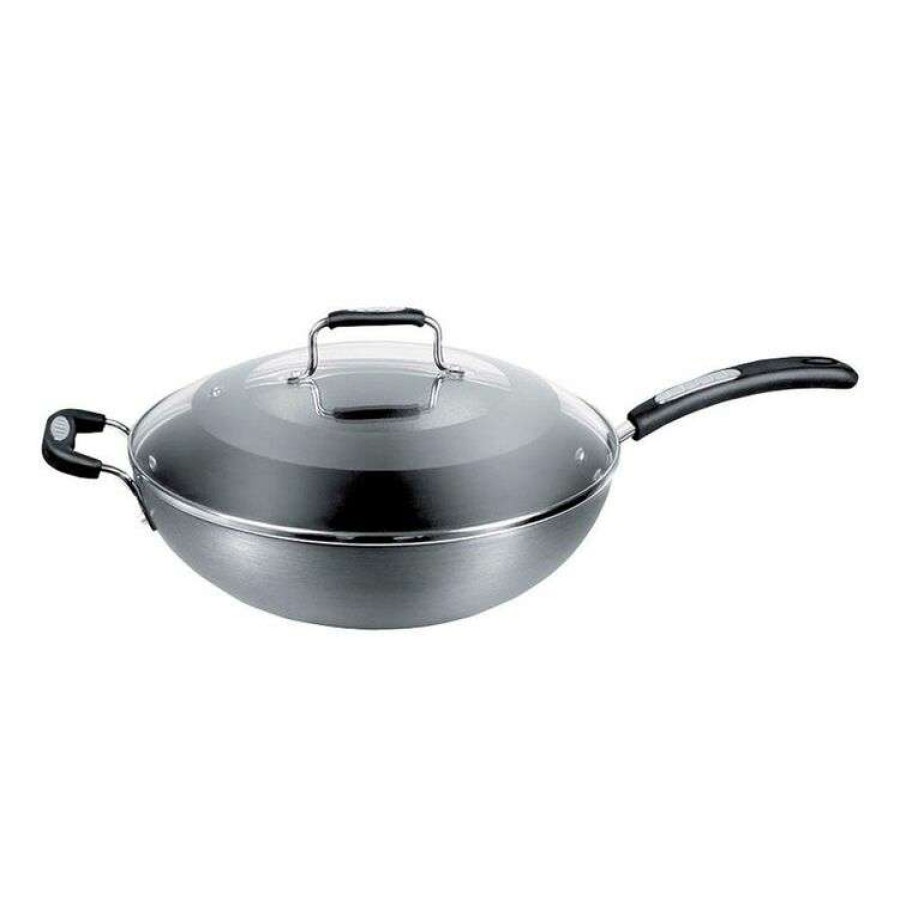 Kitchen & Dining * | Tefal Specialty Hard Anodised Wok 32Cm