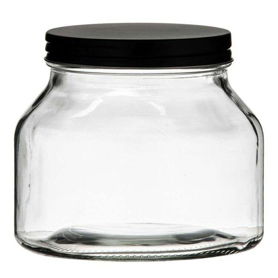 Kitchen & Dining * | Heirloom Goods Glass Canister With Black Lid 1.53L