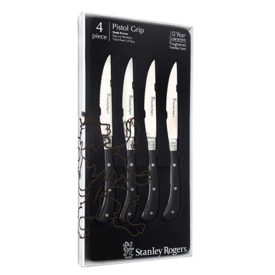 Kitchen & Dining * | Stanley Rogers Pistol Grip 4-Piece Artisan Steak Knife Set Black