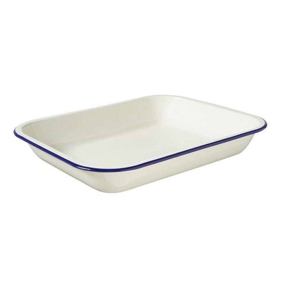 Kitchen & Dining * | Wiltshire Enamel Oblong Baking Dish 2.5L Blue Rim