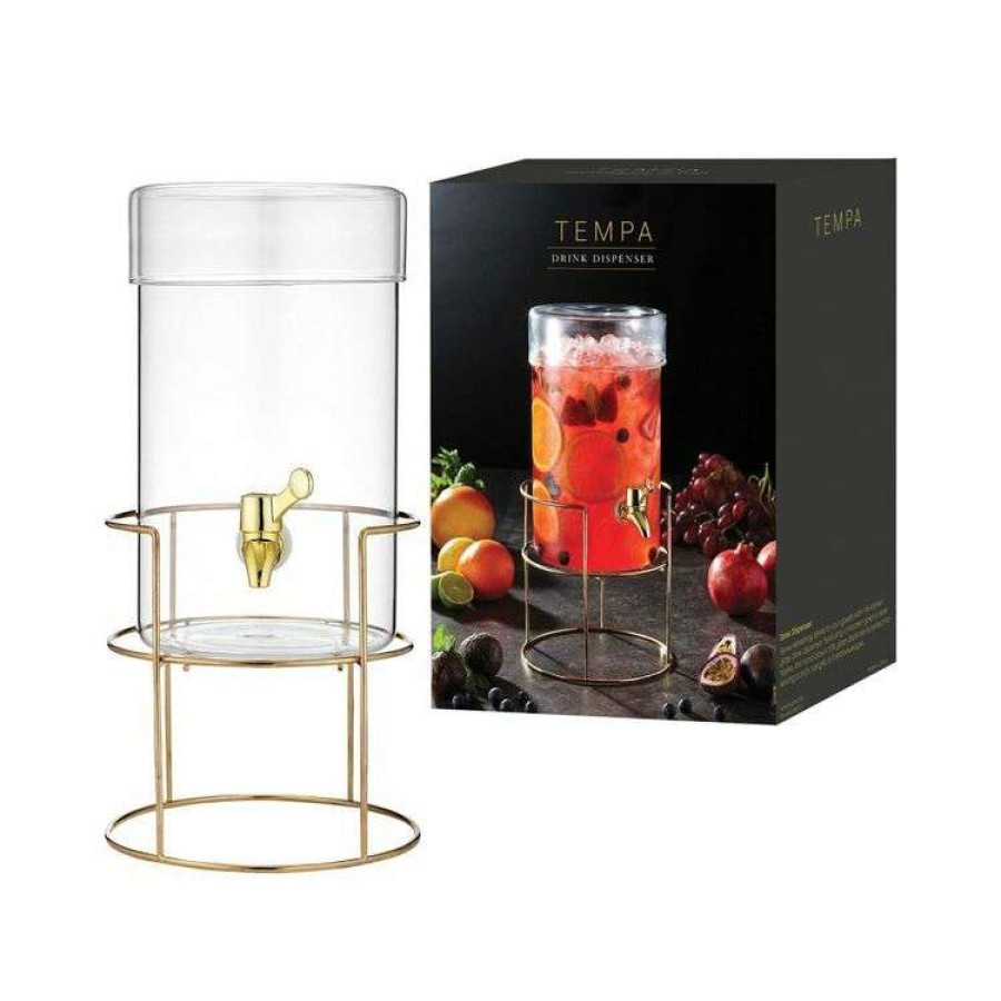 Kitchen & Dining * | Ladelle Tempa Quinn Gold Glass Drink Dispenser 3.8L