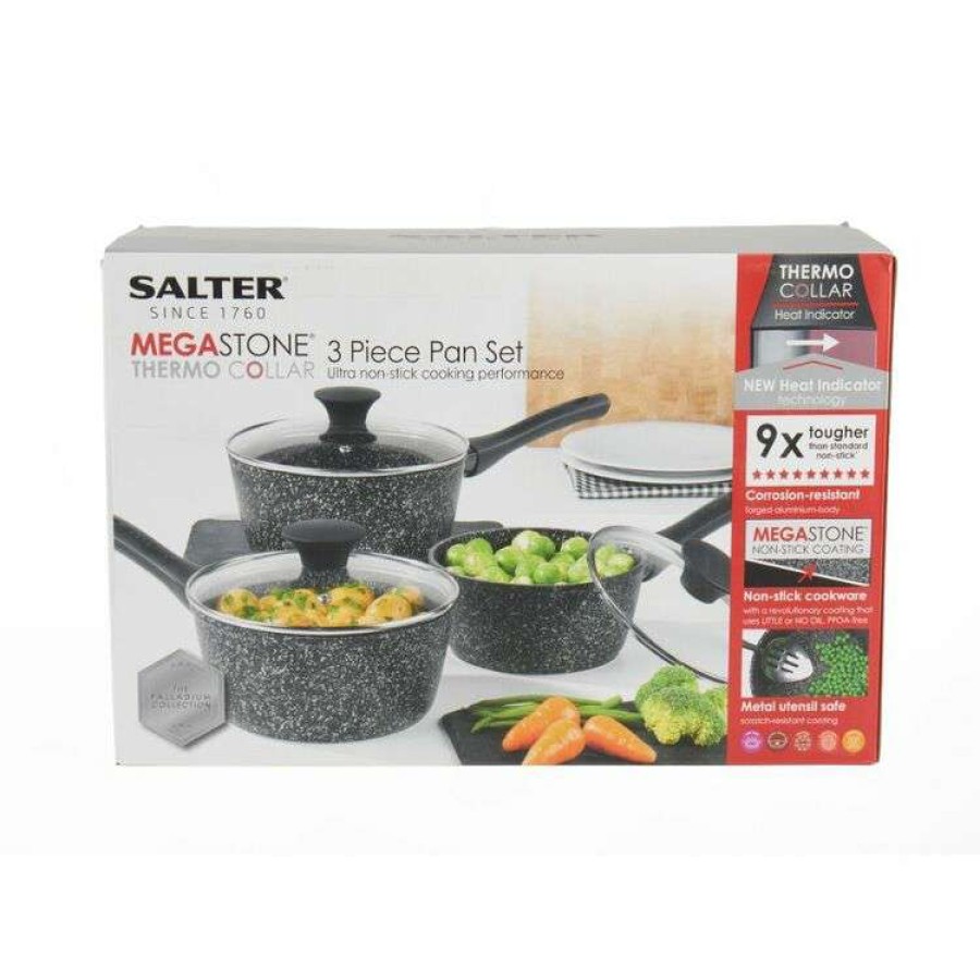 Kitchen & Dining * | Salter Megastone Thermo Collar Palladium 3Pc Saucepan Set