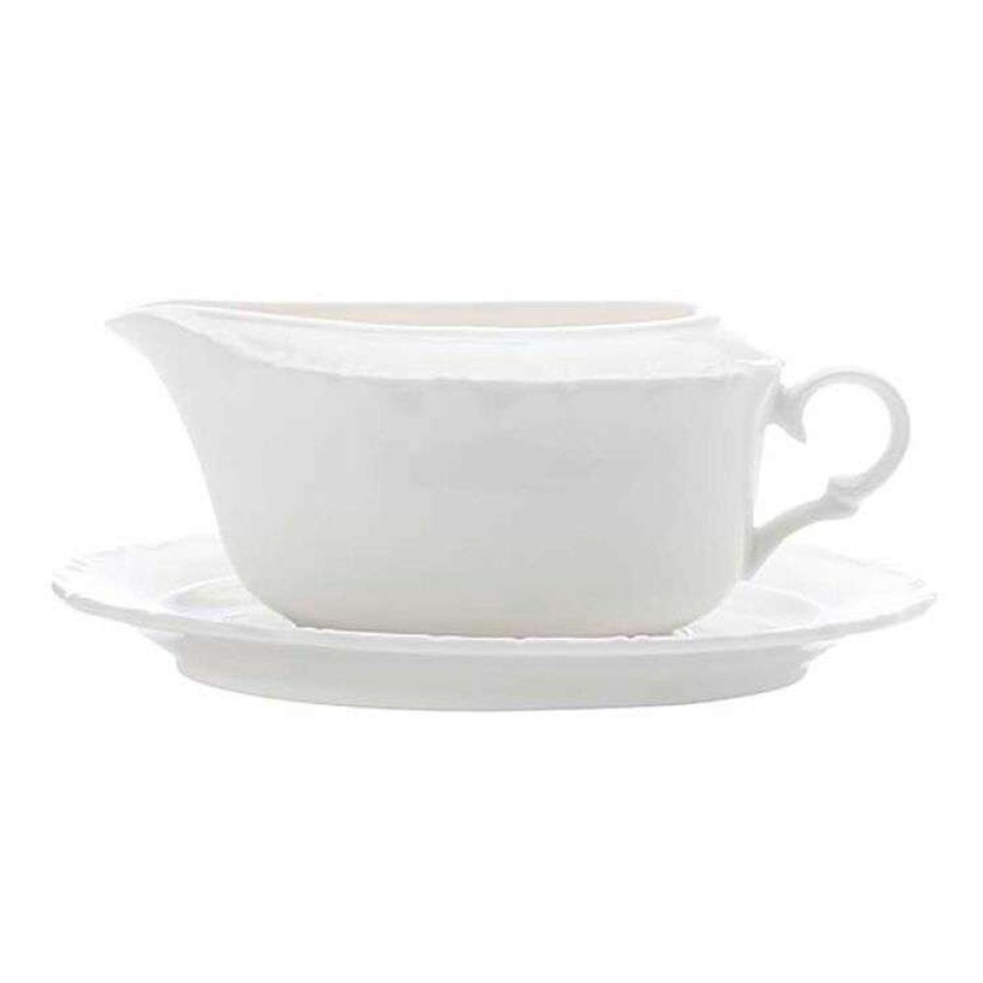 Kitchen & Dining * | Casa Domani Casual White Florence Gravy Boat And Saucer 400Ml