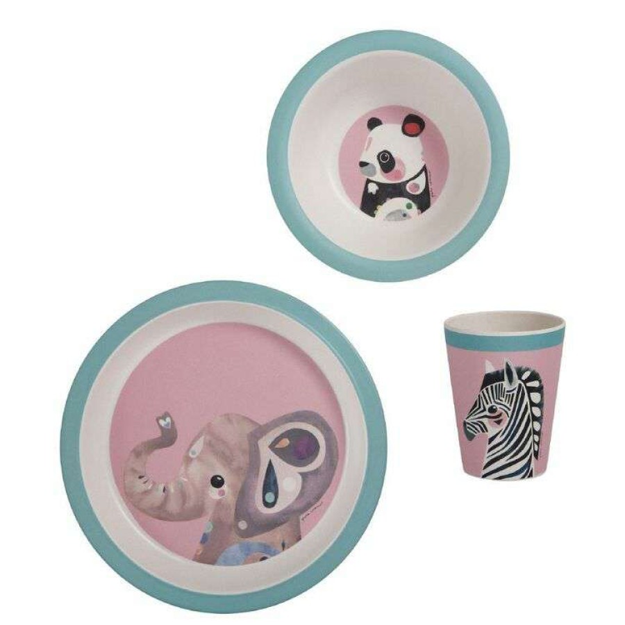 Kitchen & Dining * | Maxwell & Williams Pete Cromer Wildlife Children'S Bamboo Elephant 3Pc Dinner Set Gift Boxed