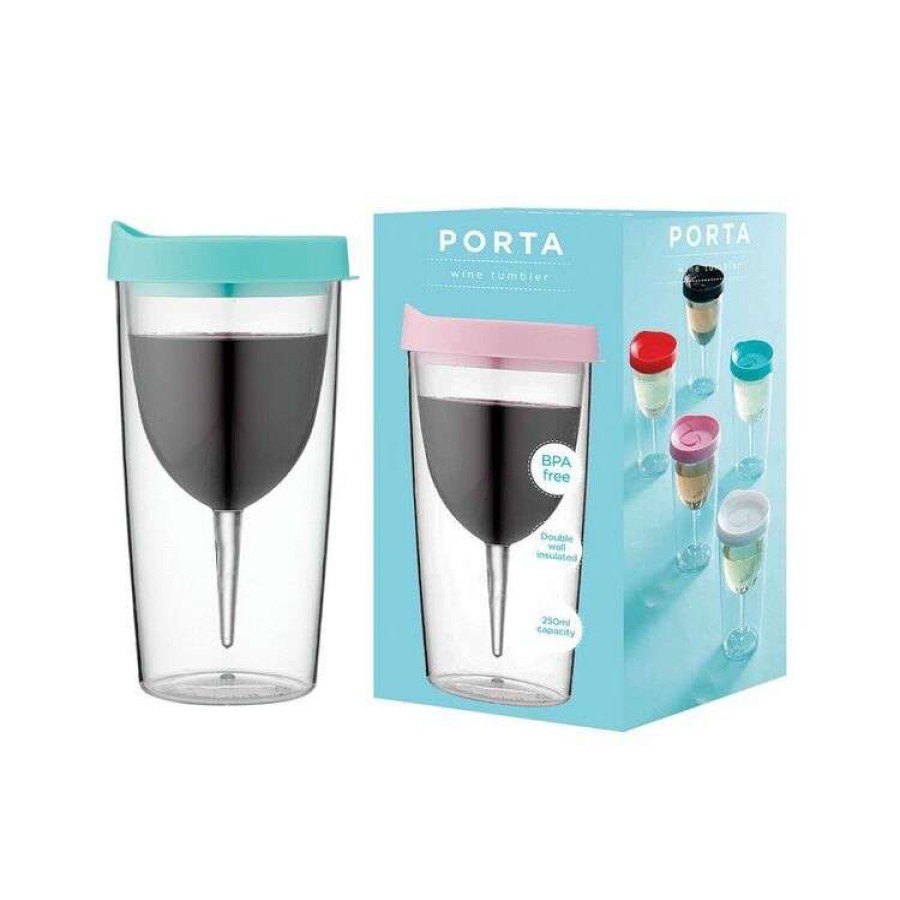 Kitchen & Dining * | Porta Portables Clear Aqua Wine Vino Tumbler