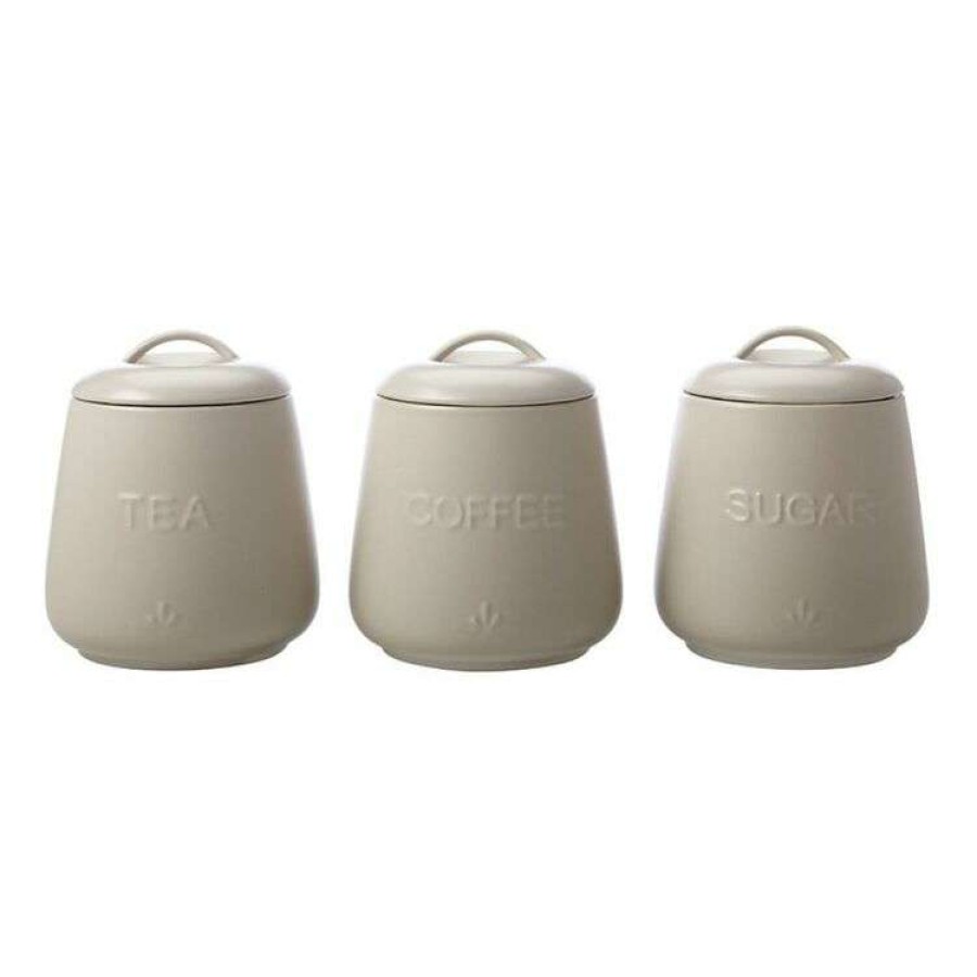 Kitchen & Dining * | Casa Domani Moderna Canister Set Of 3 Gift Boxed 600Ml Taupe