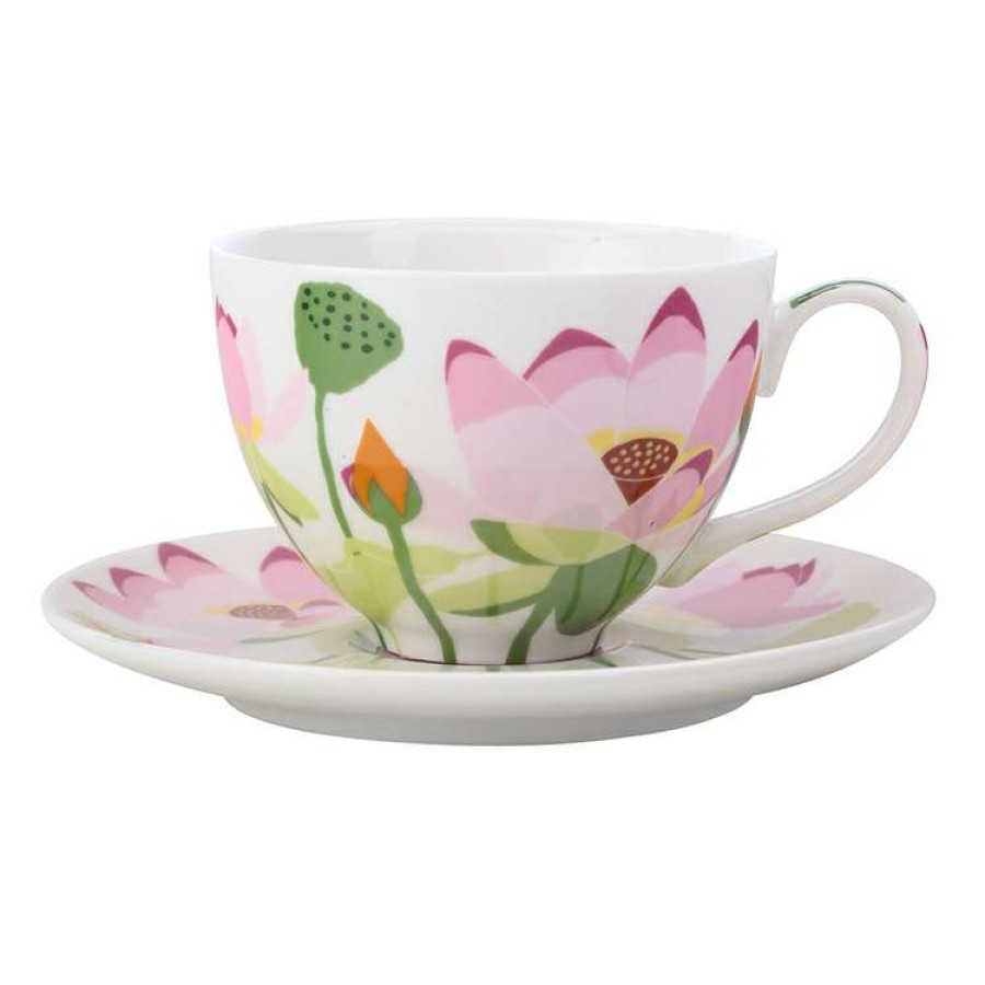 Kitchen & Dining * | Maxwell & Williams Royal Botanic Gardens Lotus Cup & Saucer 240Ml White Gift Boxed