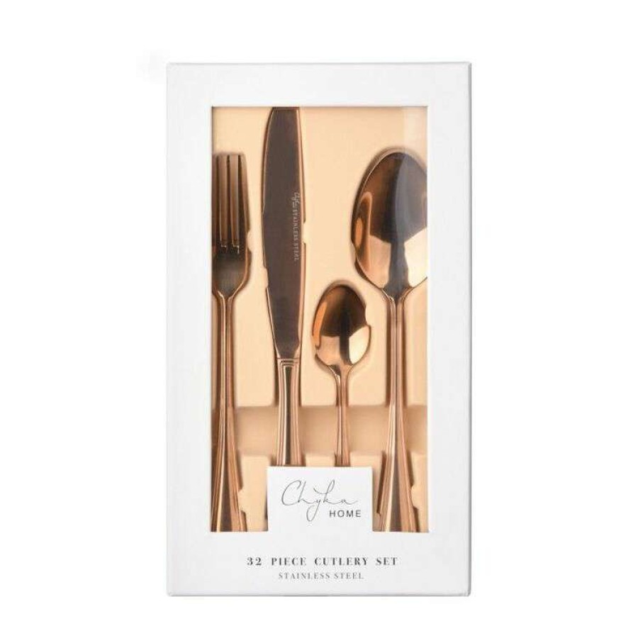 Kitchen & Dining * | Chyka Home Heidy 32 Piece Cutlery Set Copper