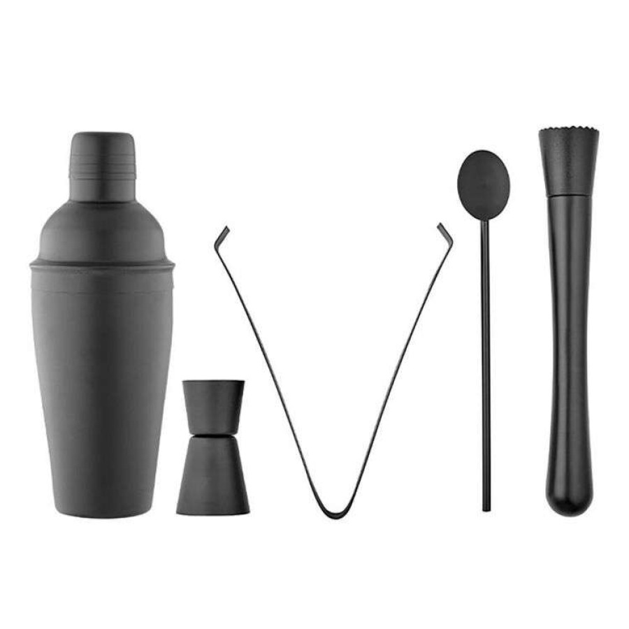 Kitchen & Dining * | Tempa Aurora 5 Piece Matte Black Cocktail Set