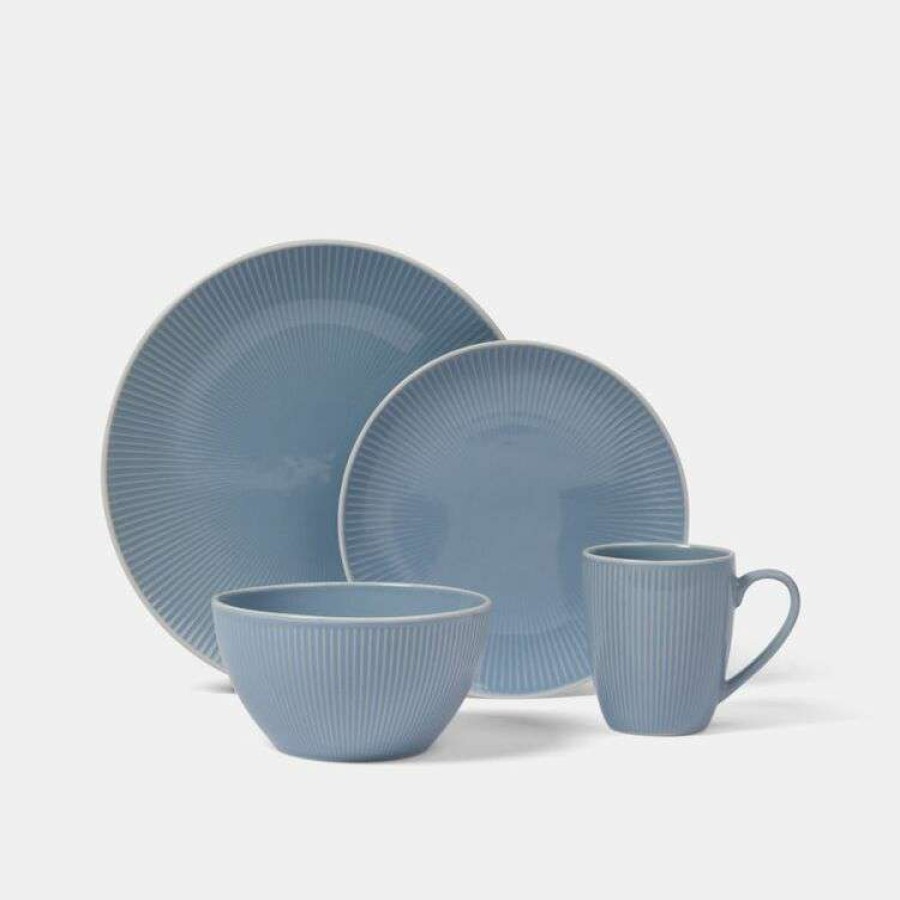 Kitchen & Dining * | Soren Ribbed 16 Piece Dinnerset Blue