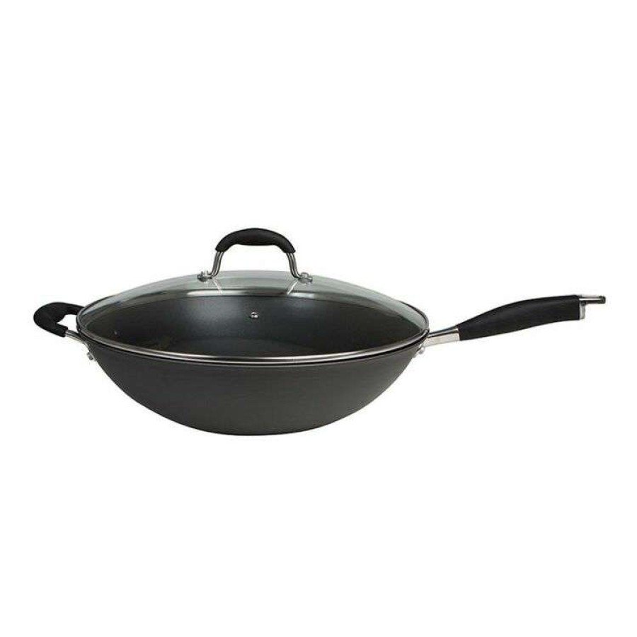 Kitchen & Dining * | Smith & Nobel Professional Hard Anodised Jumbo Wok 36Cm