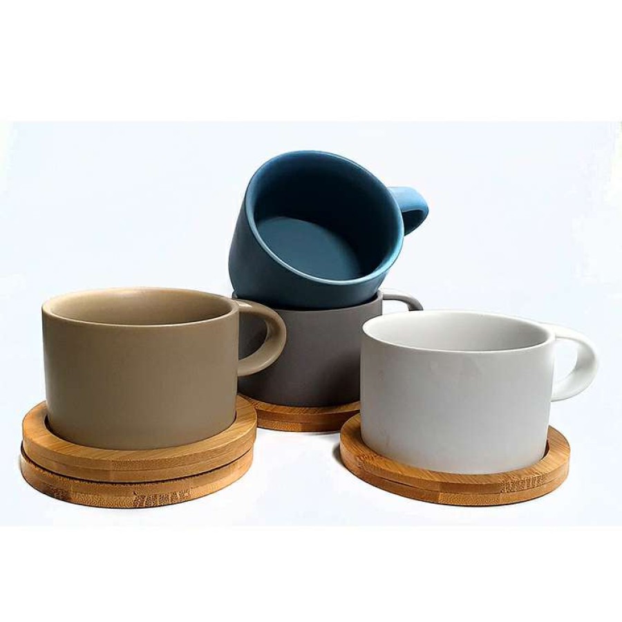 Kitchen & Dining * | Coffee Culture Matte Colour 200Ml Coffee And Tea Cups With Coasters